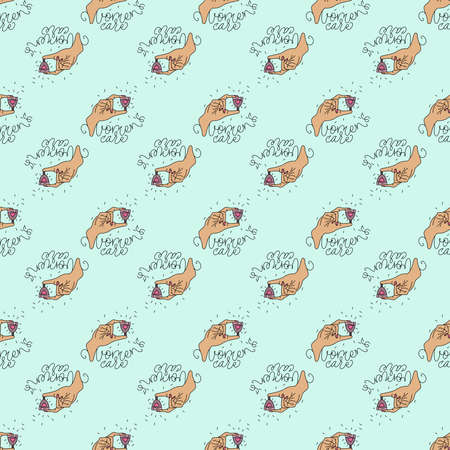 Seamless pattern of women health in menstrual period with calligraphy inscription.のイラスト素材