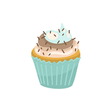 Vector cartoon cupcake on the isolated background.のイラスト素材