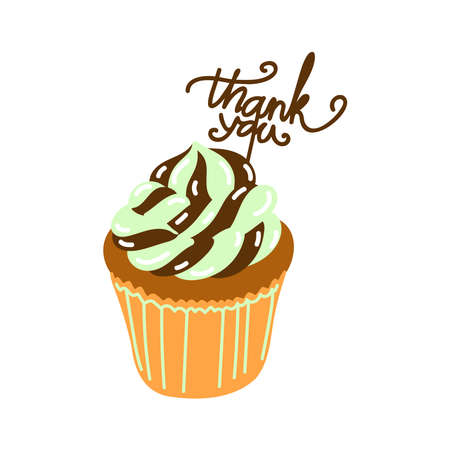 Cartoon chocolate a cupcake on isolated backgroundのイラスト素材