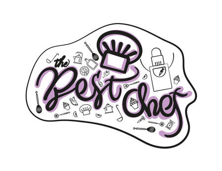 Vector doodle lettering calligraphy the best chef.のイラスト素材