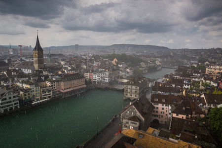 Zurich under the rainの写真素材