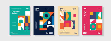 Collection of pattern templates. Geometry orientation vector business presentation set mock up pattern. company branding pattern covers design layout bundle, poster, geometric concept cover.のイラスト素材