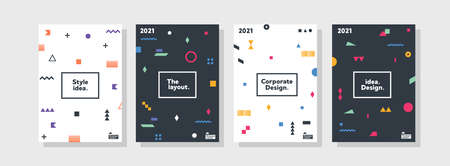 Collection of pattern templates. Geometry orientation vector business presentation set mock up pattern. company branding pattern covers design layout bundle, poster, geometric concept cover.のイラスト素材