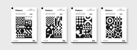 Collection of pattern templates. Geometry orientation vector business presentation set mock up pattern. company branding pattern covers design layout bundle, poster, geometric concept cover.のイラスト素材
