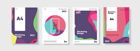 Company identity brochure template collection. Business presentation vector A4 vertical orientation front page mock up set.のイラスト素材