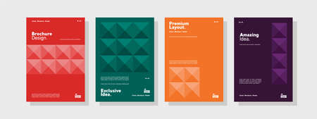 Company identity brochure template collection. Business presentation vector A4 vertical orientation front page mock up set.のイラスト素材