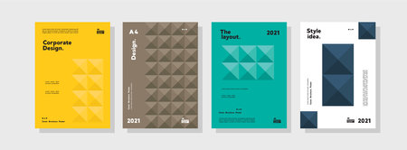 Company identity brochure template collection. Business presentation vector A4 vertical orientation front page mock up set.のイラスト素材