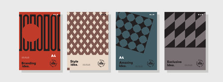 Collection of corporate identity flyer and poster templates. retro A4 vector business presentation...
