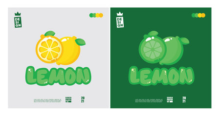 cute lemon logo concept with a blend of 2 colorsのイラスト素材