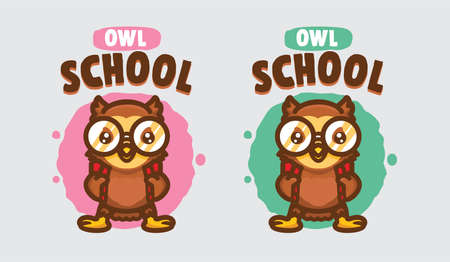 cute owl illustration for logos and printsのイラスト素材