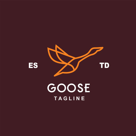 Goose monoline simple . line art bird fly logo for brand and companyのイラスト素材