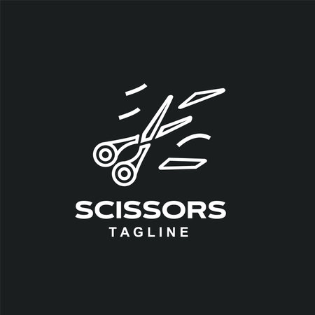 scissor monoline simple logo for barbershop brand and companyのイラスト素材