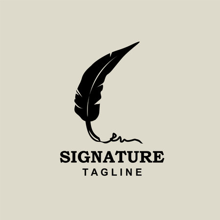 Vintage Retro feather and signature to write or Brand Logo Designのイラスト素材