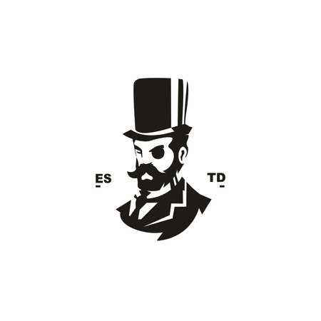 Hat with Men Medieval Fashion, Vintage Clothing Classic Logo Design with mustache and beardのイラスト素材