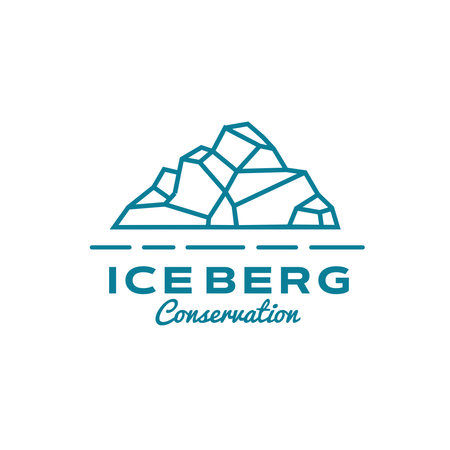 antarctica mountains with sun, vintage monoline iceberg logo design for climber and adventureのイラスト素材