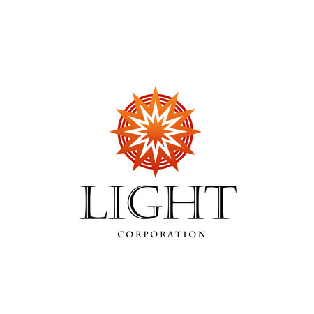 The sun shines brightly, the minimalist orange mandala logo design is suitable for film and printing businessesのイラスト素材