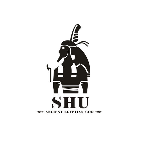 Silhouette of ancient egypt wind god shu, middle east ruler with crown and death symbolのイラスト素材