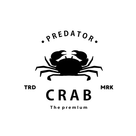 vintage retro hipster crab logo vector silhouette art icon for farmのイラスト素材