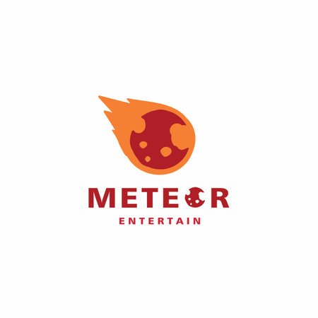 astronomy logo vector icon illustration, meteor with distant fireのイラスト素材