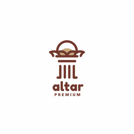 simple altar with pillars minimalist structure building design illustrator logo vectorのイラスト素材