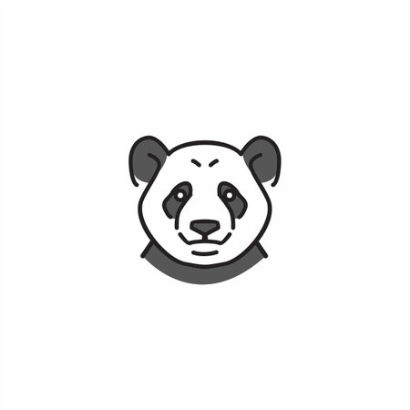 panda head logo vector icon monoline line illustrationのイラスト素材