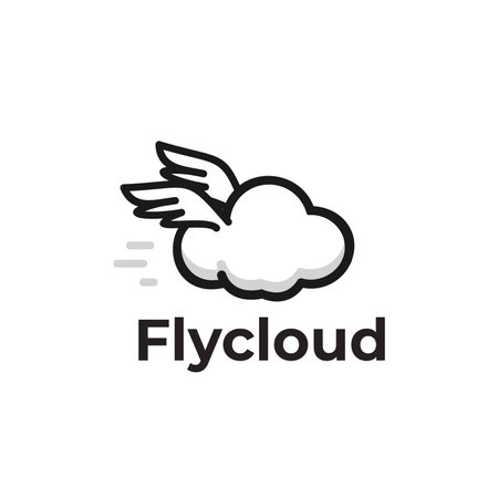 Sky illustration, cloud vector logo with wings moving fastのイラスト素材