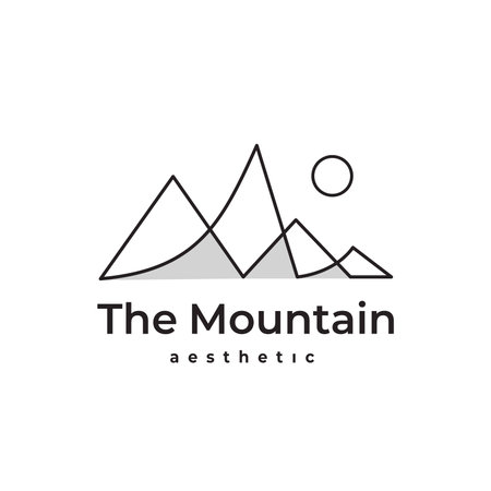 Mountain lineart vector logo, Nature symbol suitable for climbingのイラスト素材