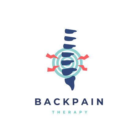 Chiropractic vector logo design. Back pain illustration. Spine icon with Physio therapy suitable for clinicのイラスト素材