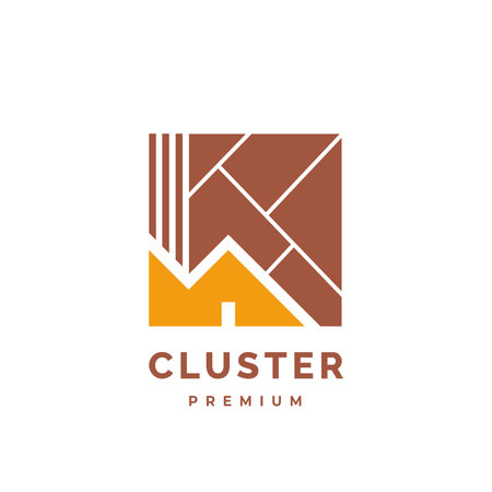house logo design template, cluster with abstract and minimalist shape styleのイラスト素材