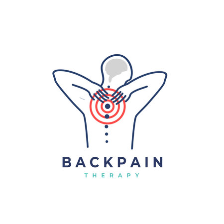 Back pain vector logo illustration. Chiropractic icon design Spine icon for Physio therapy fit for clinicのイラスト素材