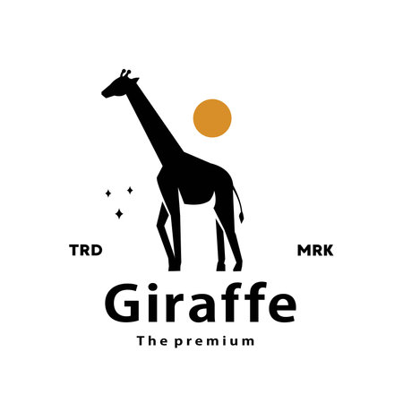 vintage retro hipster giraffe logo vector outline silhouette art iconのイラスト素材