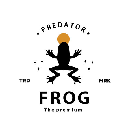 vintage retro hipster frog logo vector outline silhouette art iconのイラスト素材