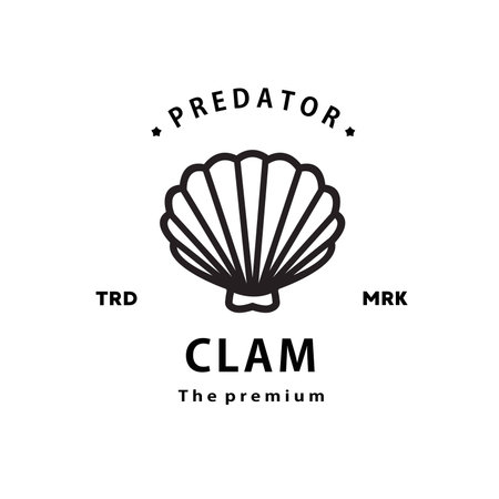 vintage retro hipster clam logo vector outline monoline art iconのイラスト素材