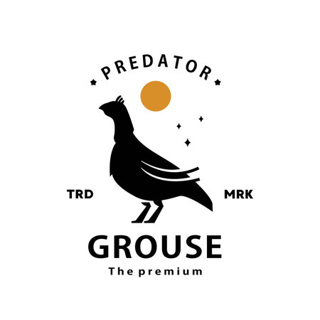 vintage retro hipster grouse logo vector silhouette art iconのイラスト素材