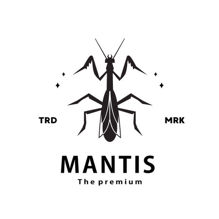 vintage retro hipster mantis logo vector silhouette art iconのイラスト素材
