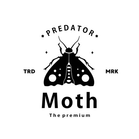 vintage retro hipster moth logo vector silhouette art iconのイラスト素材