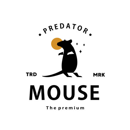 vintage retro hipster mouse logo vector outline silhouette art iconのイラスト素材