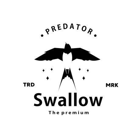 vintage retro hipster swallow logo vector outline silhouette art iconのイラスト素材