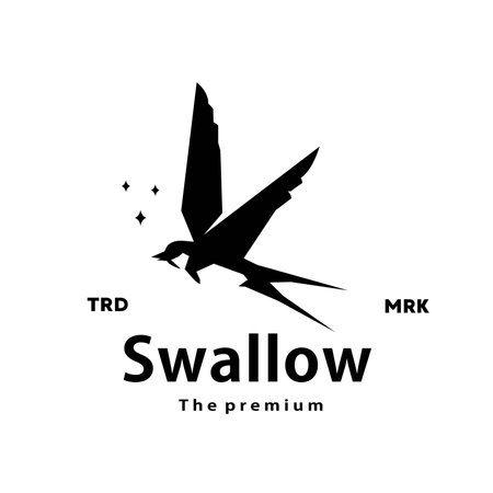vintage retro hipster swallow logo vector outline silhouette art iconのイラスト素材