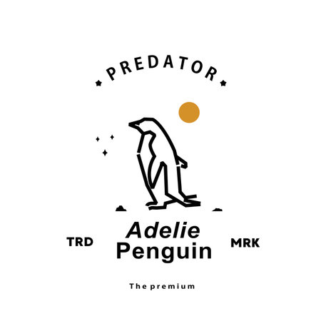 vintage retro hipster adelie penguin logo vector outline monoline art iconのイラスト素材