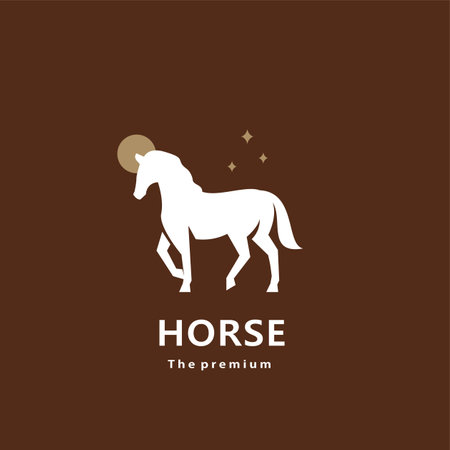 animal horse natural logo vector icon silhouette retro hipsterのイラスト素材