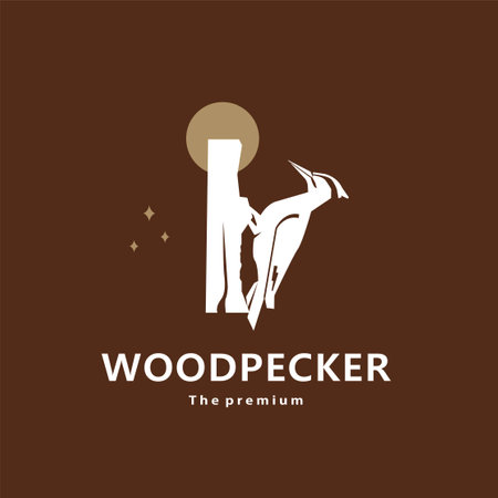 animal woodpecker natural logo vector icon silhouette retro hipsterのイラスト素材