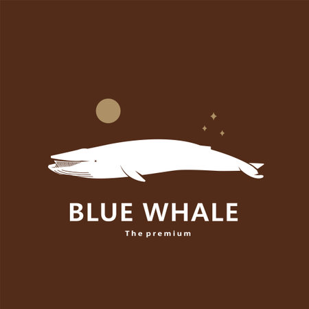 animal blue whale natural logo vector icon silhouette retro hipsterのイラスト素材