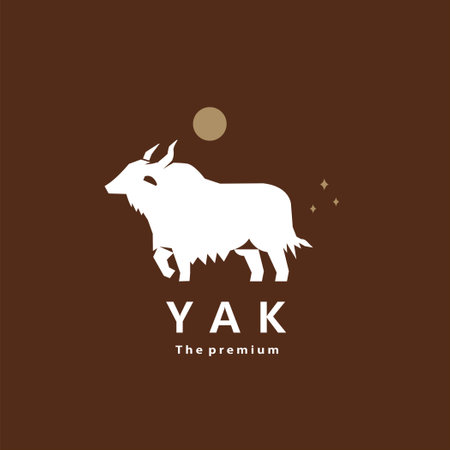 animal yak natural logo vector icon silhouette retro hipsterのイラスト素材
