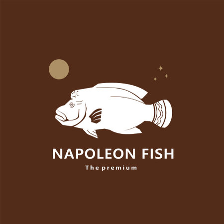 animal napoleon fish natural logo vector icon silhouette retro hipsterのイラスト素材