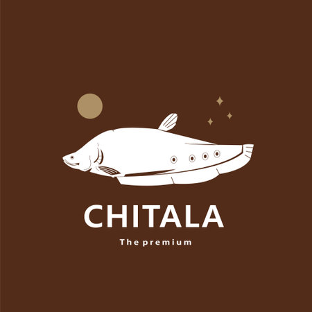 animal chitala natural logo vector icon silhouette retro hipsterのイラスト素材