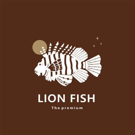 animal lion fish natural logo vector icon silhouette retro hipsterのイラスト素材