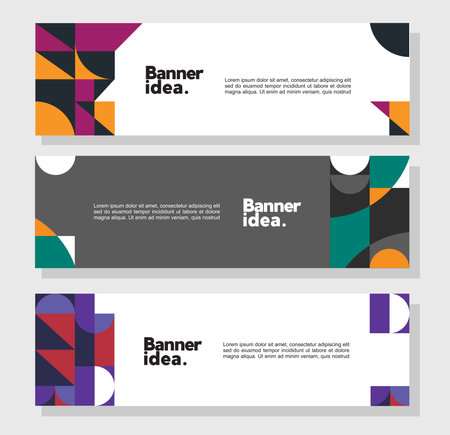 Modern geometric website banner template bundle setのイラスト素材