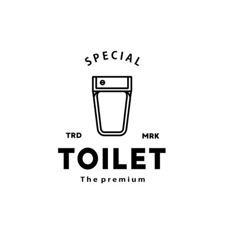 Toilet line hipster logo bowl sanitaryware vector bathroom. Bidet toilet line icon interior top viewのイラスト素材