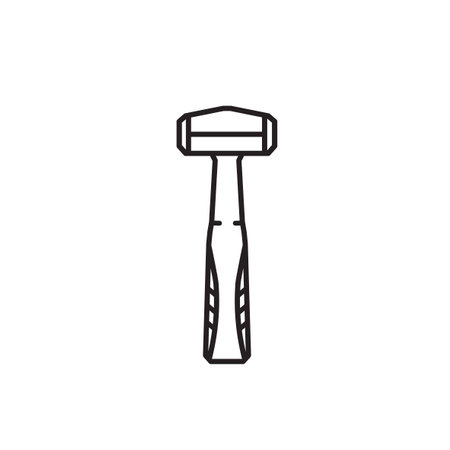 Vintage retro hipster lineart hammer. Carpentry tools silhouette icons on white backgroundのイラスト素材